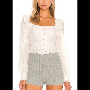 Romantic cream long sleeved blouse